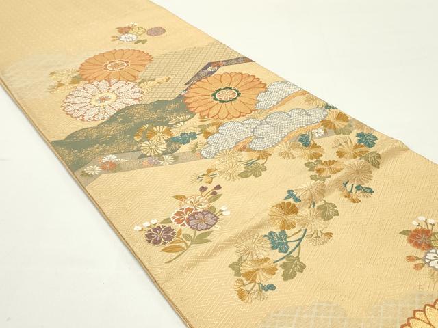 平和屋着物●六通柄袋帯 唐織 慶長菊花文 金銀糸 正絹 逸品 DAAW6755ob