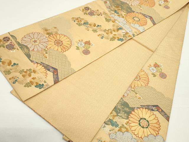 平和屋着物●六通柄袋帯 唐織 慶長菊花文 金銀糸 正絹 逸品 DAAW6755ob