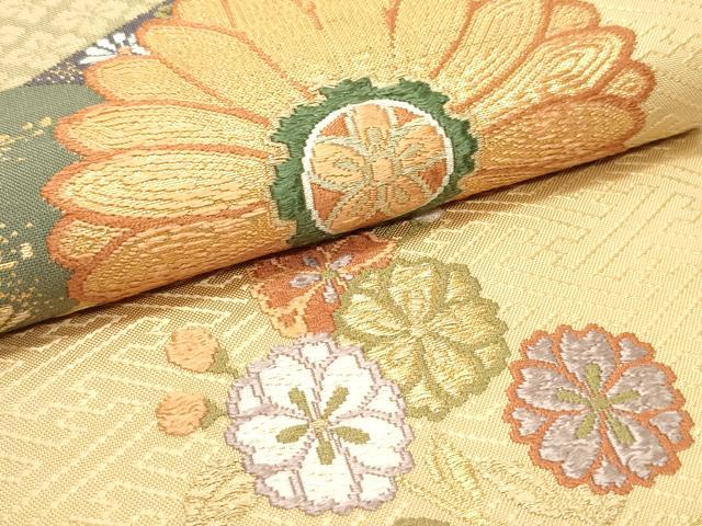 平和屋着物●六通柄袋帯 唐織 慶長菊花文 金銀糸 正絹 逸品 DAAW6755ob