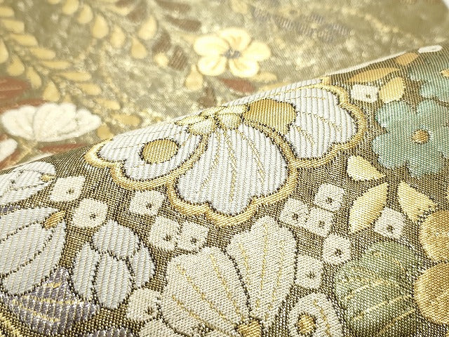 平和屋着物●六通柄袋帯 辻が花 金銀糸 正絹 逸品 DAAW6866ob