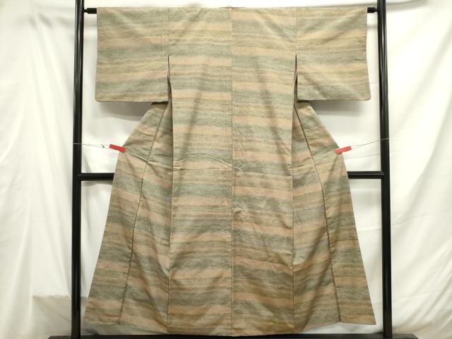平和屋着物■上質な紬 霞横段文 正絹 逸品 DAAW6887ob