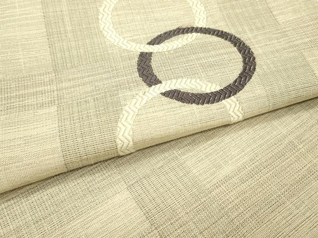 平和屋着物●太鼓柄袋帯 唐織 格子丸文 正絹 逸品 DAAW6954ob