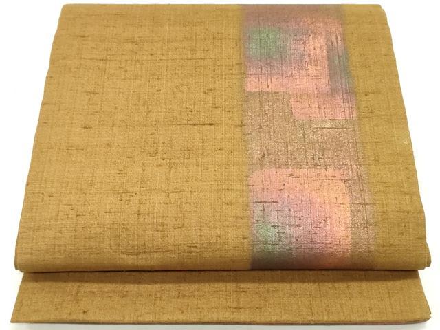 平和屋着物●太鼓柄袋帯 生紬 抽象文様 金彩 正絹 逸品 未使用 DAAW6961ob