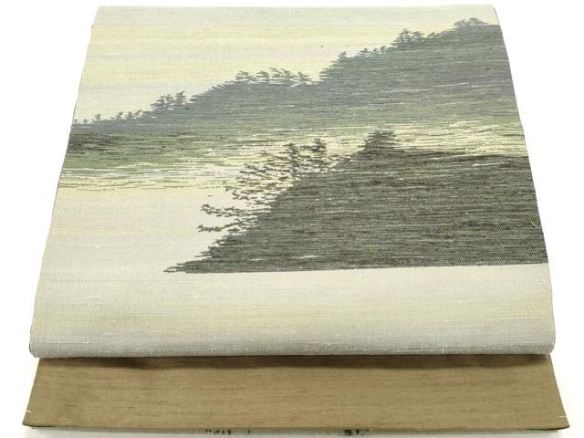 平和屋着物●太鼓柄袋帯 紬地 風景文 正絹 逸品 DAAW6980ob