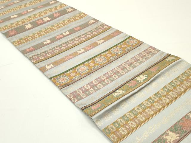 平和屋着物●六通柄袋帯 唐織 菱絢錦 あけぼの繭 金糸 正絹 逸品 DAAW6995ob