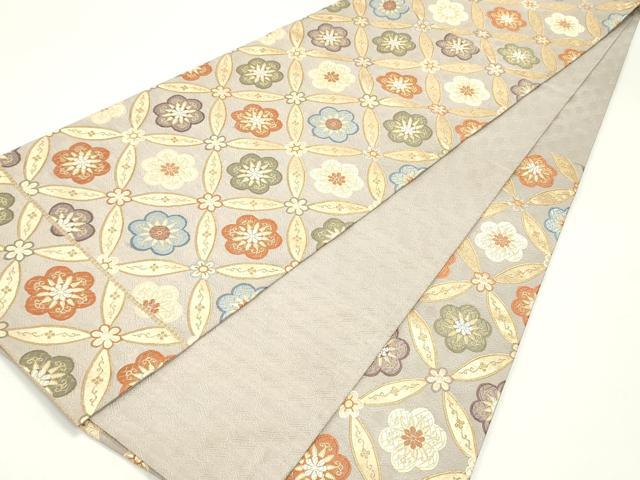 平和屋着物●六通柄袋帯 唐織 七宝花文 金糸 正絹 逸品 DAAW6999ob