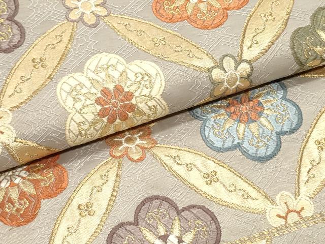 平和屋着物●六通柄袋帯 唐織 七宝花文 金糸 正絹 逸品 DAAW6999ob
