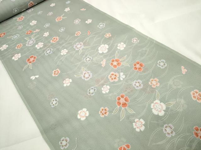平和屋着物*夏物 小紋 反物 着尺 絽 芝花文 撫子 洗える着物 未使用 DAAW7451zzz