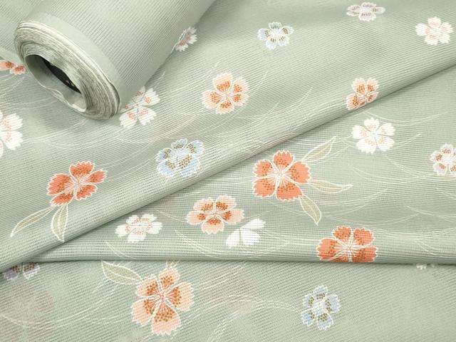 平和屋着物*夏物 小紋 反物 着尺 絽 芝花文 撫子 洗える着物 未使用 DAAW7451zzz
