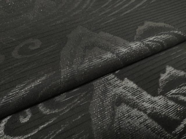 平和屋着物*夏物 西陣 石黒織物謹製 名古屋帯 帯反物 黒共帯 みやこ路 草木染 流水 石庭 証紙付き 逸品 未使用 DAAW7816zzz