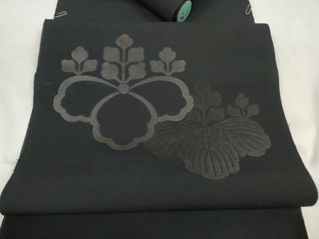 平和屋着物*夏物 名古屋帯 帯反物 黒共帯 紗 桐 逸品 未使用 DAAW7823zzz