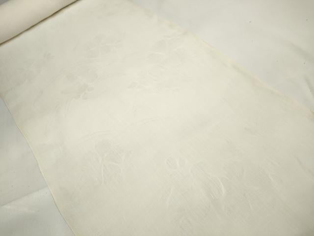 平和屋着物*夏物 長襦袢 反物 着尺 芝花紋紗 生成り色 綿麻 逸品 未使用 DAAW7922zzz