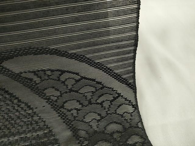 平和屋着物*夏物 西陣 名古屋帯 帯反物 黒共帯 絽 吉祥文 証紙付き 逸品 未使用 DAAW8075zzz