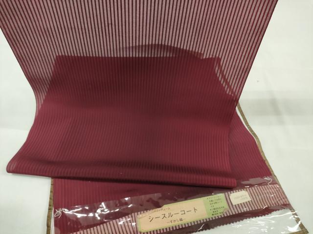 平和屋着物▽羽織・コート 反物 羽尺 雨コート スリーシーズン 春夏秋 塵除け 透かし織 縞 逸品 未使用 DAAW8107zzz