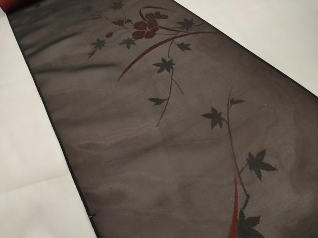 平和屋着物▽西陣 羽織・コート 反物 羽尺 スリーシーズン 春夏秋 紗 枝花文 逸品 未使用 DAAW8166zzz