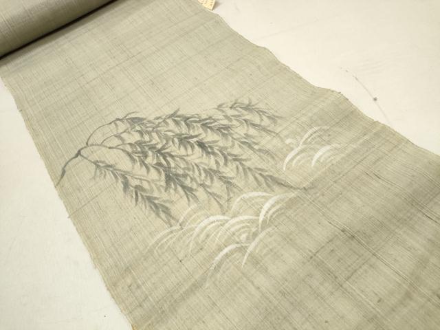 平和屋着物*夏物 付下げ 反物 着尺 紗紬 手描き 渡橋枝垂れ柳 逸品 未使用 DAAW8188zzz
