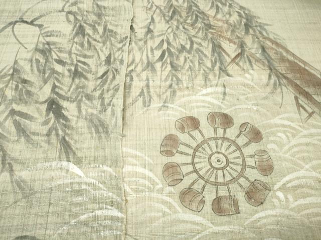 平和屋着物*夏物 付下げ 反物 着尺 紗紬 手描き 渡橋枝垂れ柳 逸品 未使用 DAAW8188zzz