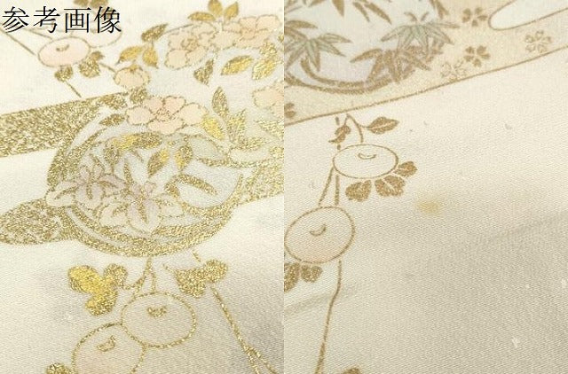 平和屋着物●和装小物 帯締め・帯揚げセット 礼装用 霞花丸文 高麗組 手組紐 金糸 逸品 未使用 DAAW8420zzz