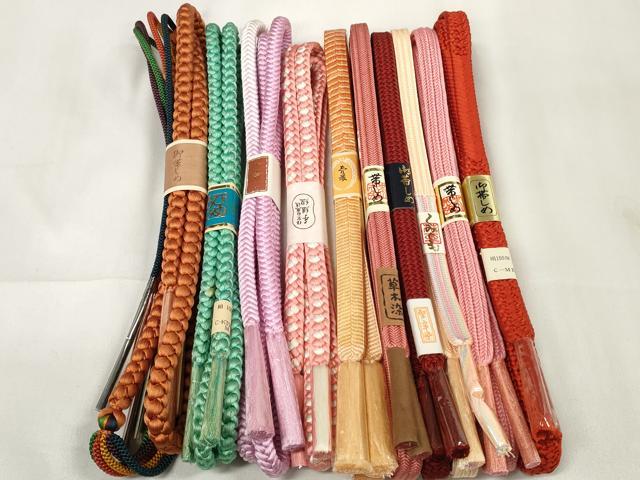 平和屋着物●和装小物　帯締め10本セット　振袖用　手組紐　組紐　笹浪組　草木染　堅牢染　逸品　未使用　DAAW8486zzz 平和屋着物○和装小物 帯締め10本セット 振袖用 手組紐 組紐 笹