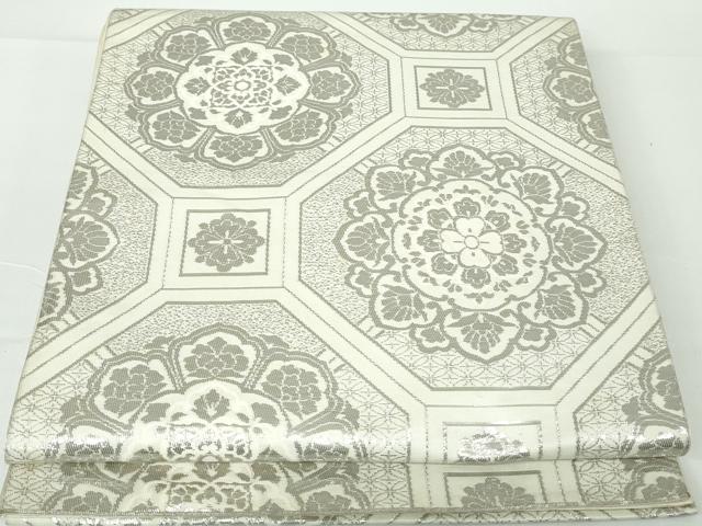 平和屋着物◎六通柄袋帯 蜀江正倉院花文 プラチナ箔 正絹 逸品 DAAW8666qa