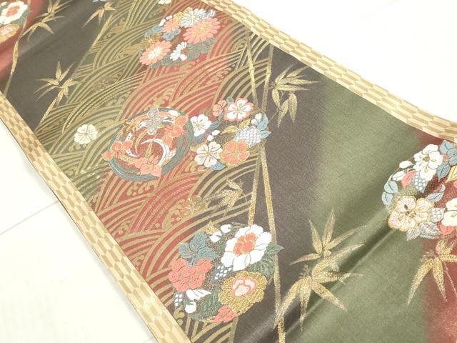 平和屋着物◎六通柄袋帯 唐織 立波花丸文 金銀糸 正絹 逸品 DAAW8836qa