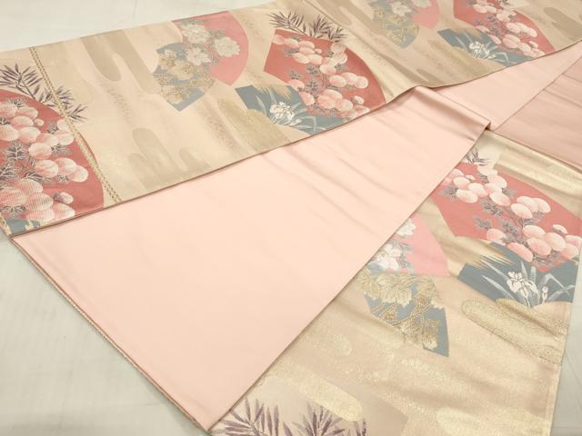 平和屋着物◎六通柄袋帯 地紙草花文 金糸 正絹 逸品 DAAW8851qa
