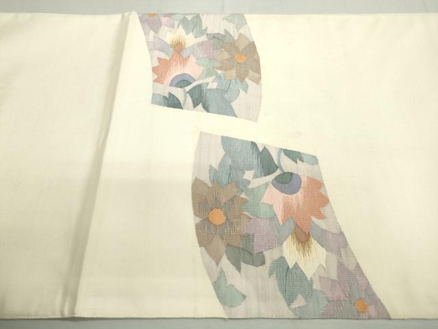 平和屋着物◎太鼓柄袋帯 すくい織 地紙花文 正絹 逸品 DAAW8889qa