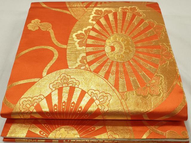 平和屋着物◎両面 全通柄袋帯 源氏車文 金糸 正絹 逸品 DAAW8973qa