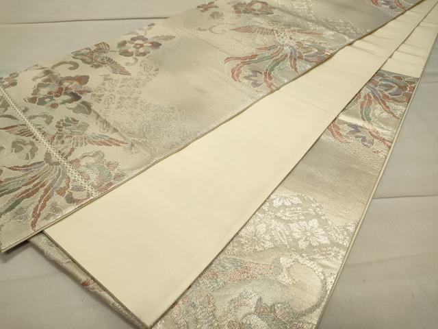 平和屋着物◎六通柄袋帯 更紗花鳥文 銀糸 正絹 逸品 DAAW9035we