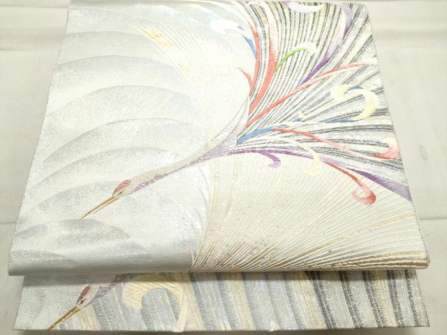 平和屋着物◎六通柄袋帯 唐織 飛鶴文 金銀糸 正絹 逸品 DAAW9137we