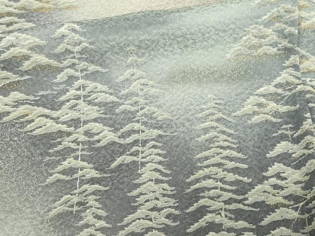 平和屋着物▽訪問着 単衣 風景飛鶴文 暈し染め 銀彩 正絹 逸品 DAAW9168sf