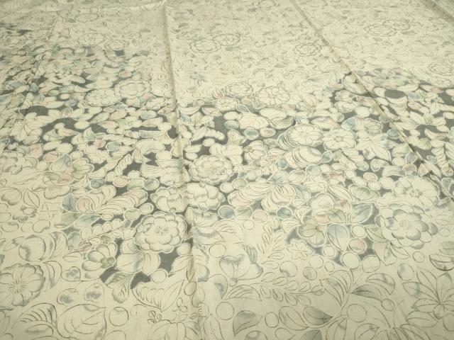 平和屋着物▽訪問着 単衣 紬地 辻が花 正絹 逸品 DAAW9188sf