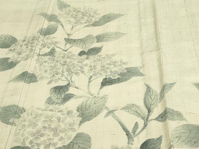平和屋着物▽訪問着 単衣 生紬 紫陽花 正絹 逸品 DAAW9192sf