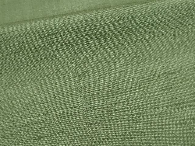 平和屋着物▽上質な紬 単衣 老竹色 正絹 逸品 DAAW9195sf
