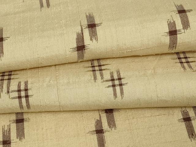 平和屋着物▽上質な紬 単衣 絣文様 正絹 逸品 DAAW9196sf