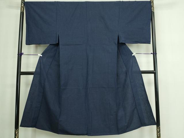 平和屋着物▽男性 紬 単衣 濃藍色 正絹 逸品 DAAW9210sf