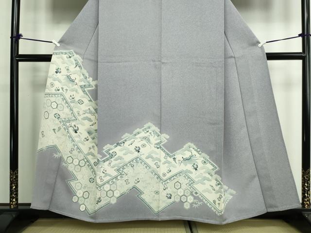 平和屋着物▽訪問着 単衣 宝尽くし文 正絹 逸品 DAAW9211sf
