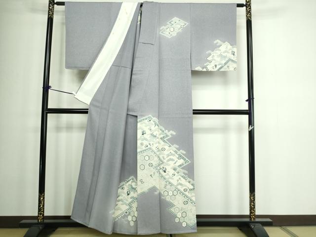 平和屋着物▽訪問着 単衣 宝尽くし文 正絹 逸品 DAAW9211sf