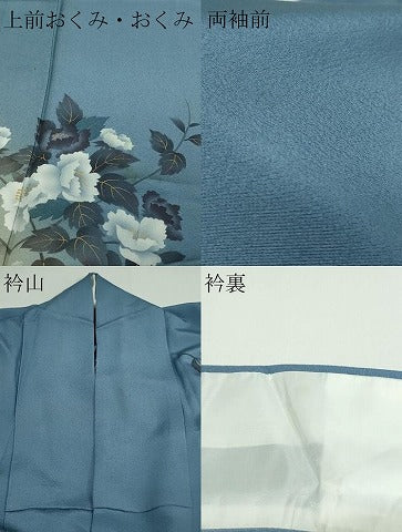 平和屋着物▽京の匠日展作家 丹下雄介 訪問着 単衣 枝花文 暈し染め 金彩 やまと誂製 正絹 逸品 DAAW9215sf