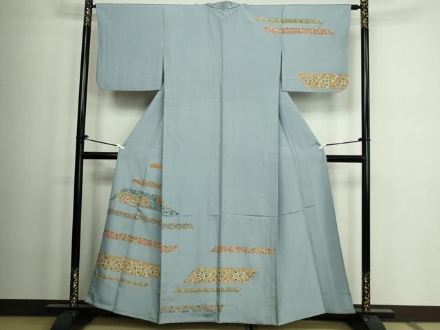 平和屋着物▽訪問着 本場大島紬 単衣 花唐草文 金彩 正絹 逸品 DAAW9216sf
