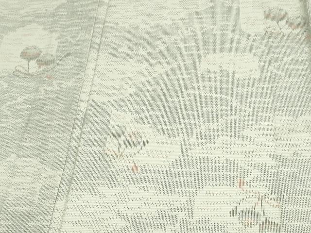 平和屋着物▽上質な紬 単衣 草花文 正絹 逸品 DAAW9237sf