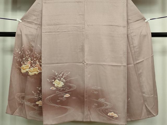 平和屋着物▽男性 単衣 風景文 暈し染め 正絹 逸品 DAAW9242sf