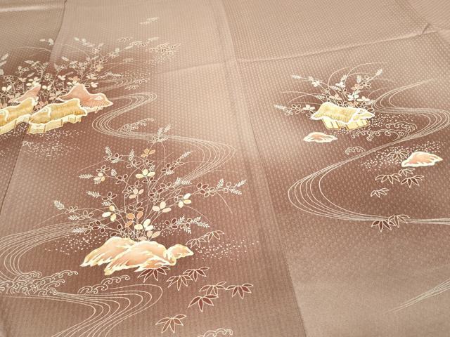 平和屋着物▽男性 単衣 風景文 暈し染め 正絹 逸品 DAAW9242sf