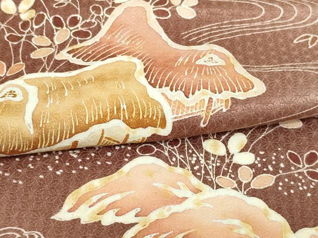 平和屋着物▽男性 単衣 風景文 暈し染め 正絹 逸品 DAAW9242sf