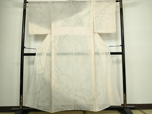 平和屋着物▽訪問着 無双 紗袷 紗×紗 枝葉文 暈し染め 金彩 正絹 逸品 未使用 DAAW9244sf