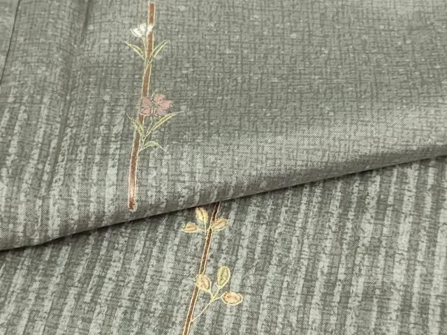 平和屋着物▽訪問着 本場染大島紬 単衣 刺繍 枝花文 正絹 逸品 DAAW9251sf