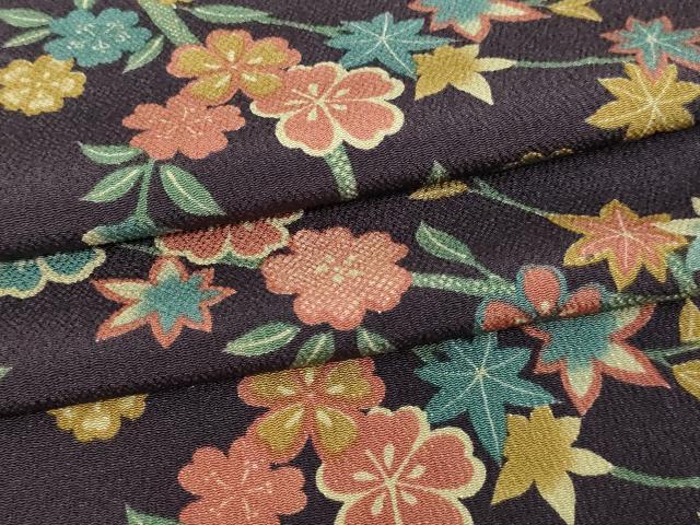 平和屋着物▽上質な小紋 単衣 枝花文 正絹 逸品 未使用 DAAW9255sf