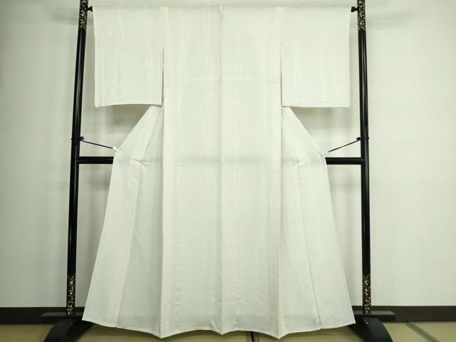 平和屋着物▽上質な色無地 単衣 笹竹地紋 生成り色 正絹 逸品 DAAW9258sf