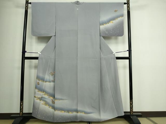 平和屋着物▽訪問着 単衣 刺繍 冊子花文 暈し染め 金彩 正絹 逸品 DAAW9266sf