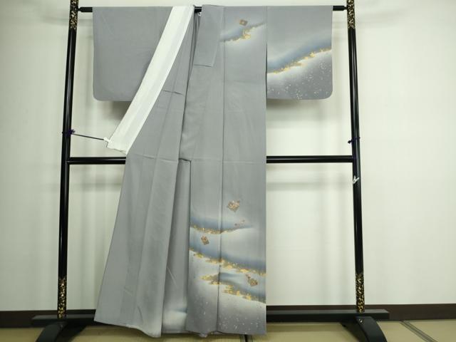 平和屋着物▽訪問着 単衣 刺繍 冊子花文 暈し染め 金彩 正絹 逸品 DAAW9266sf